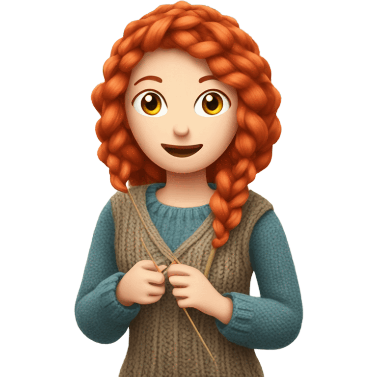 Red headed woman knitting  emoji