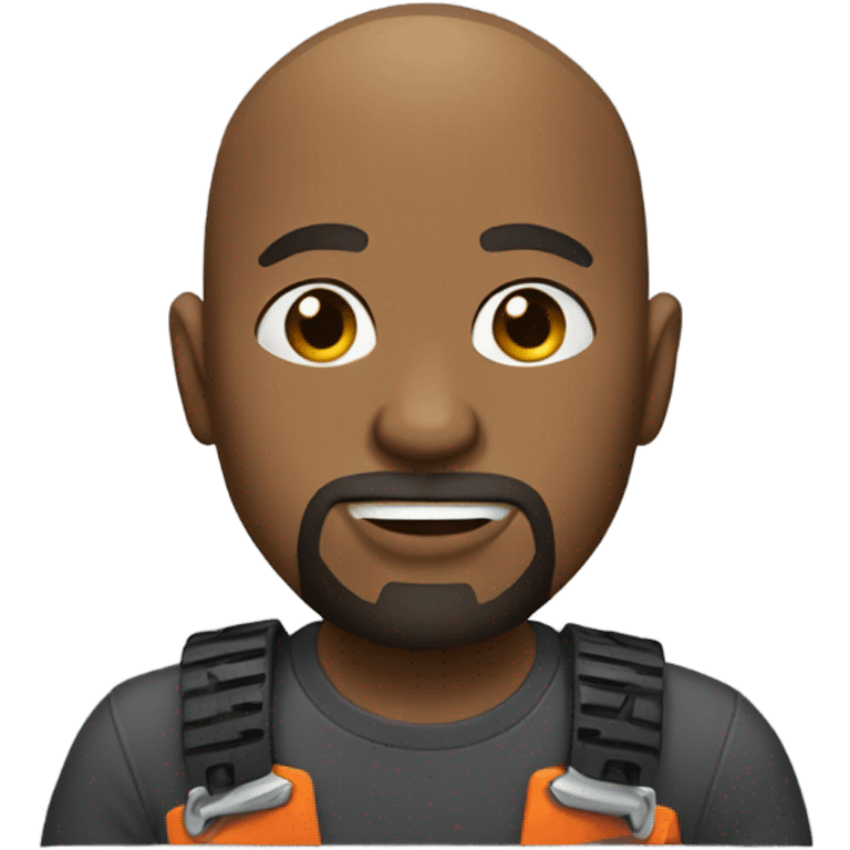 Bald black man with goatee using a chainsaw  emoji