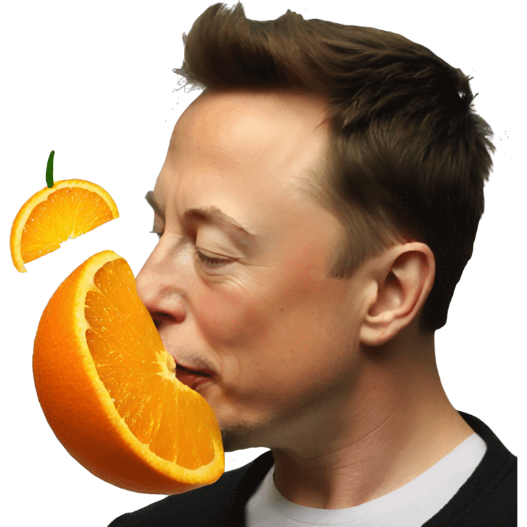 elon musk kissing an orange emoji