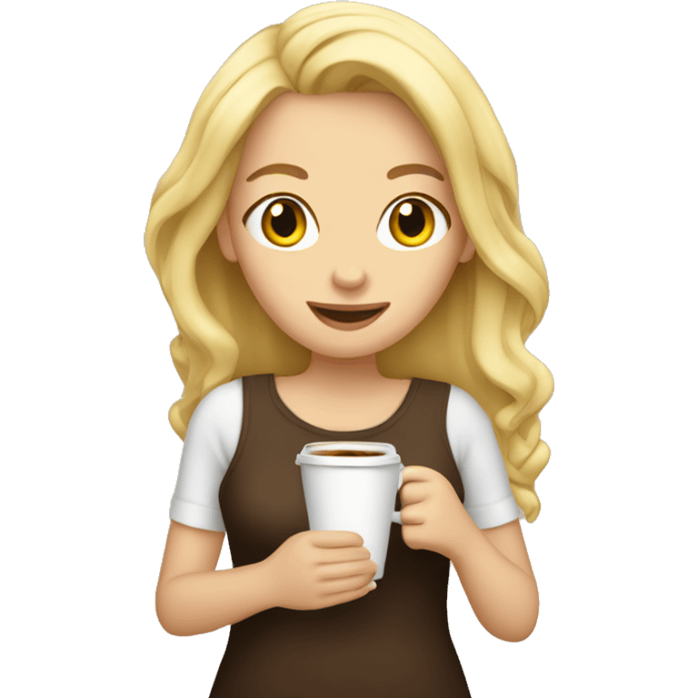 Blonde girl holding a coffee emoji