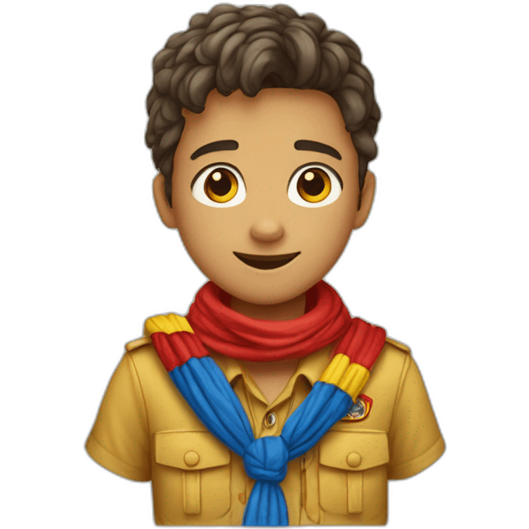 Scout boy with a RED ans YELLOW knotted scarf ans à blue scout shirt emoji