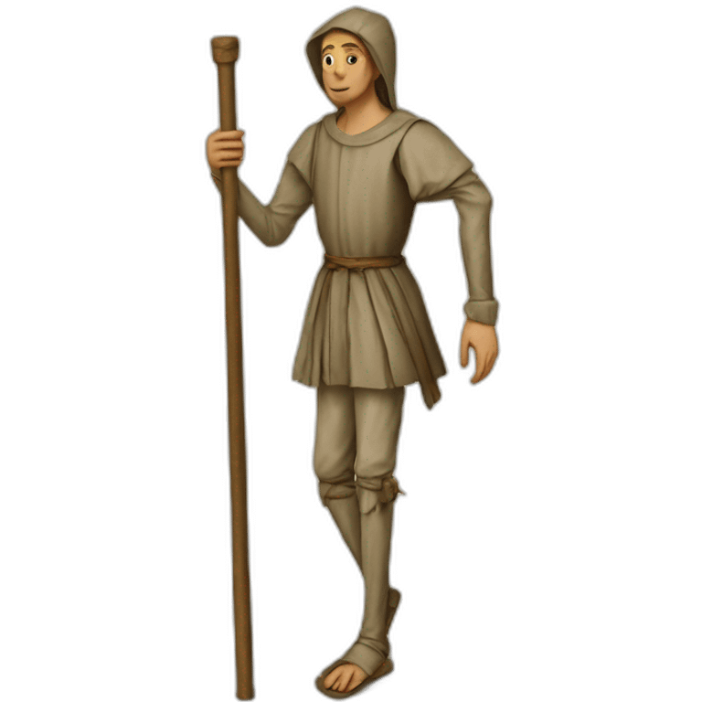 a person walking over stilts on both legs, not using arms, medieval emoji