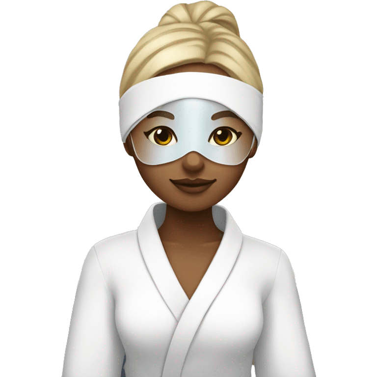 girl with light skin at the spa with eye mask emoji