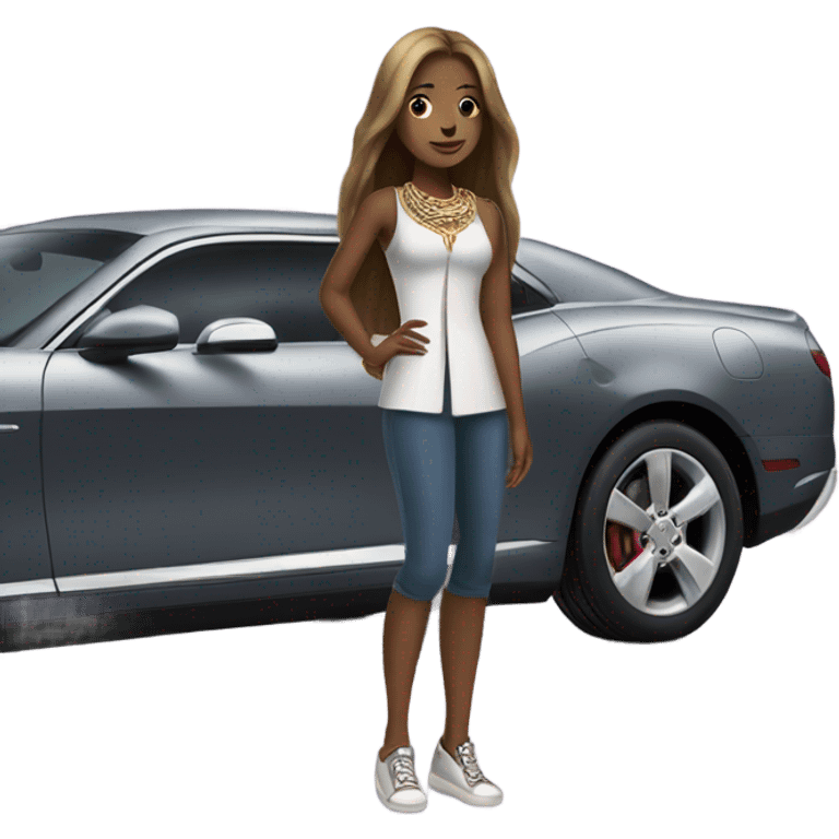 girl with car and jewelry emoji