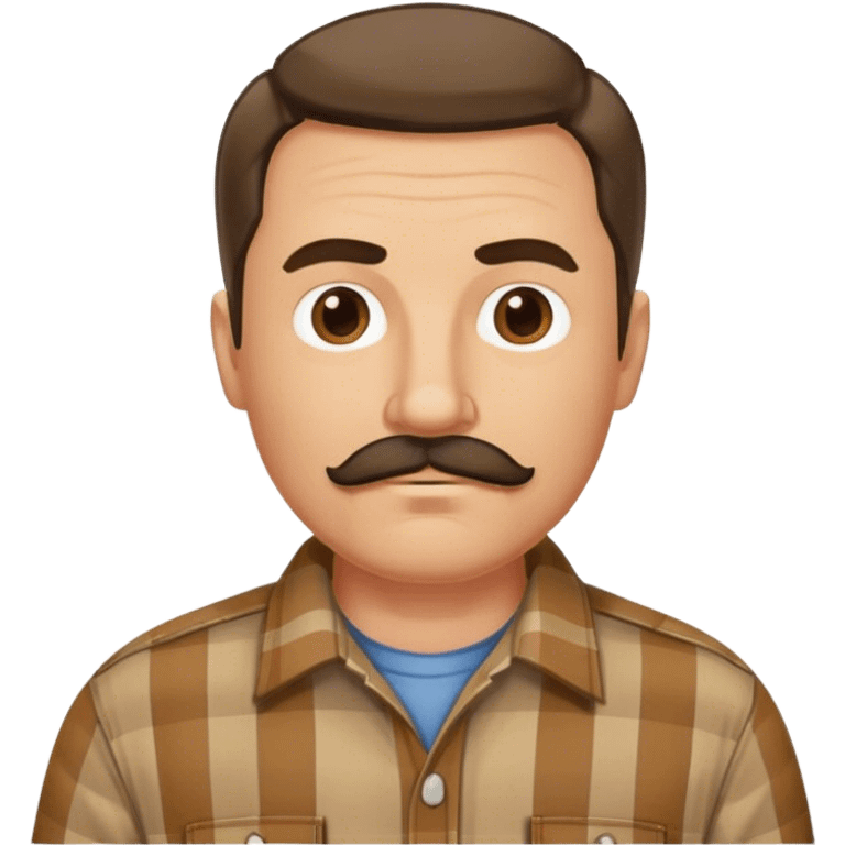 middle aged white man with dark brown mustache and goatee  standing, wearing a plaid shirt emoji