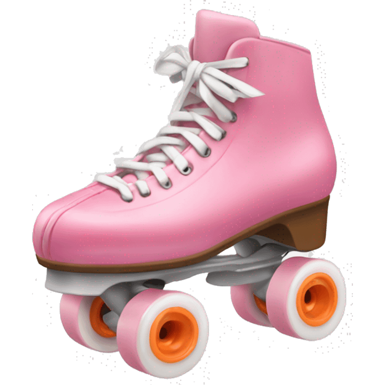 Realistic pink and white roller skate with orange wheels  emoji