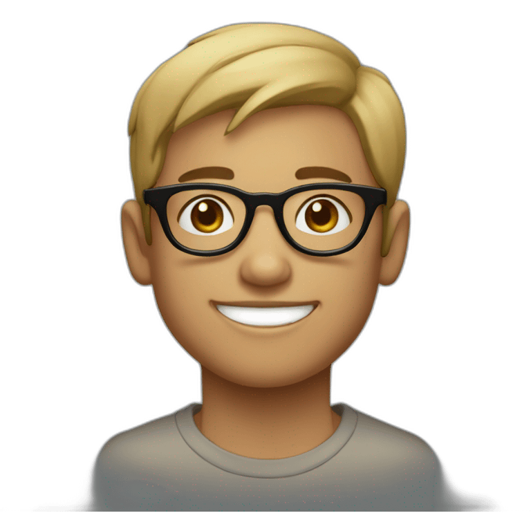 A light skin boy wearing small-size black-rimmed round glasses smiling emoji