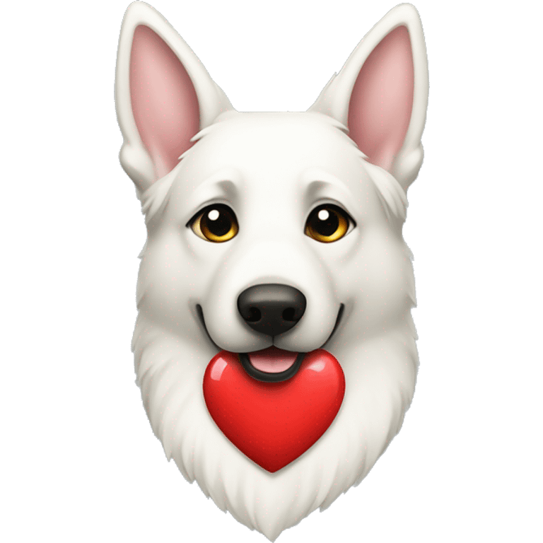 White German shepherd with heart collar emoji