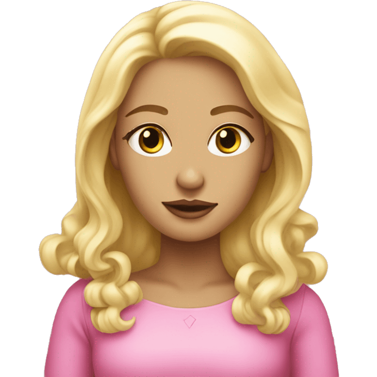 Esoteric blonde beautiful girl in pink emoji