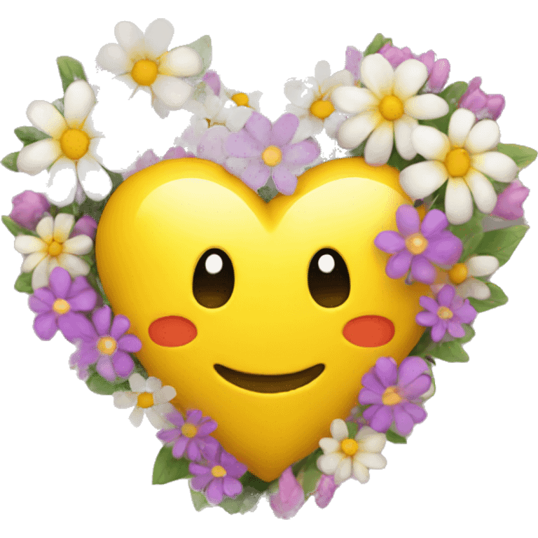 Yellow heart with flowers  emoji