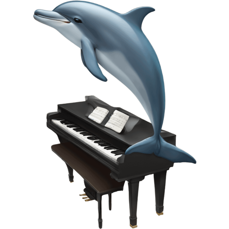 Dolphin playing the piano emoji