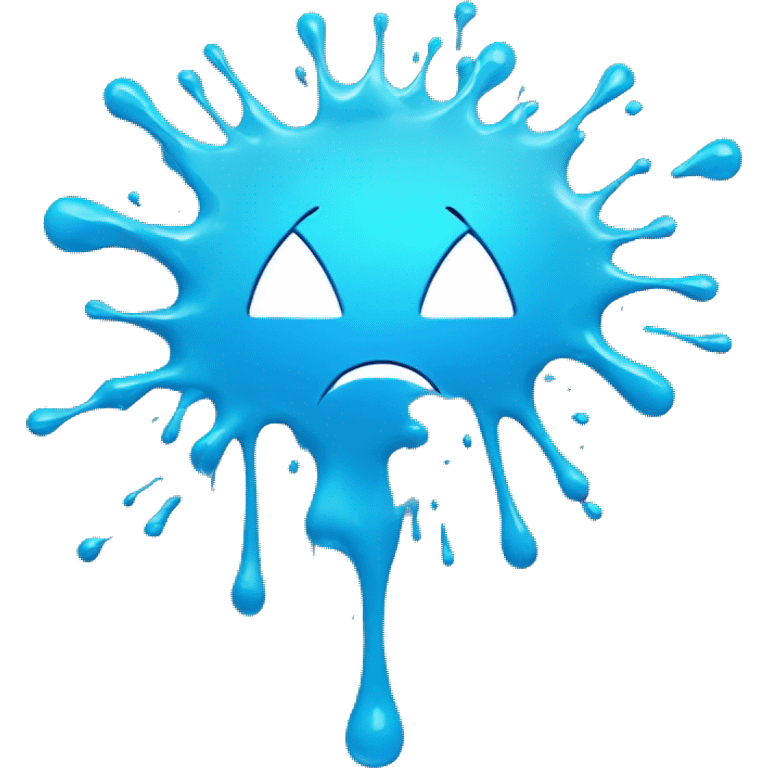 Glowing Cyan blue paint splash splatter emoji