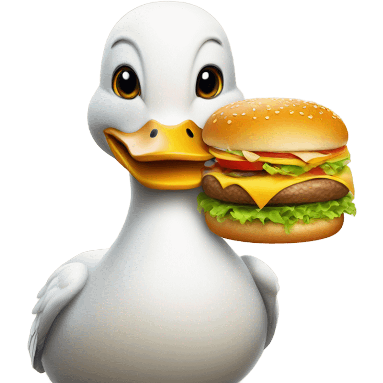 Duck eating cheeseburger emoji