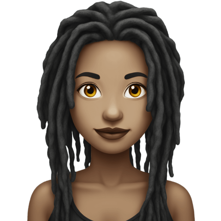 elegant light-skinned dark dreadlocks beauty portrait emoji