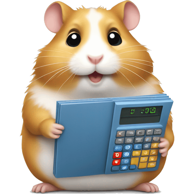 Hamster focused using calculator emoji