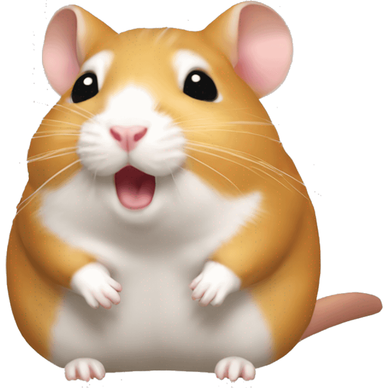 Crea un imagen de un hamster haciendo mewing emoji