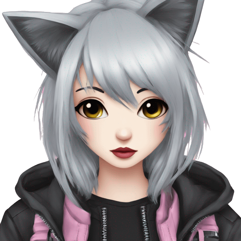 Edgy Kawaii Cute Cool Cartoon Anime Punk Techwear Catgirl emoji