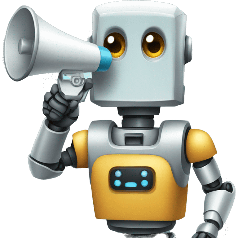 robot holding a megaphone emoji