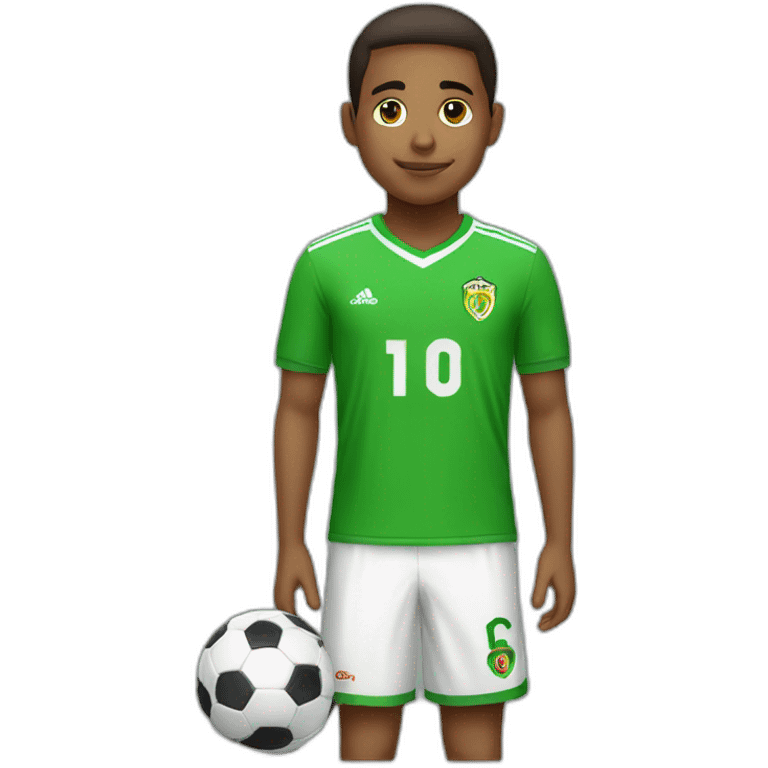 niño jugador de futbol con camiseta verde  emoji