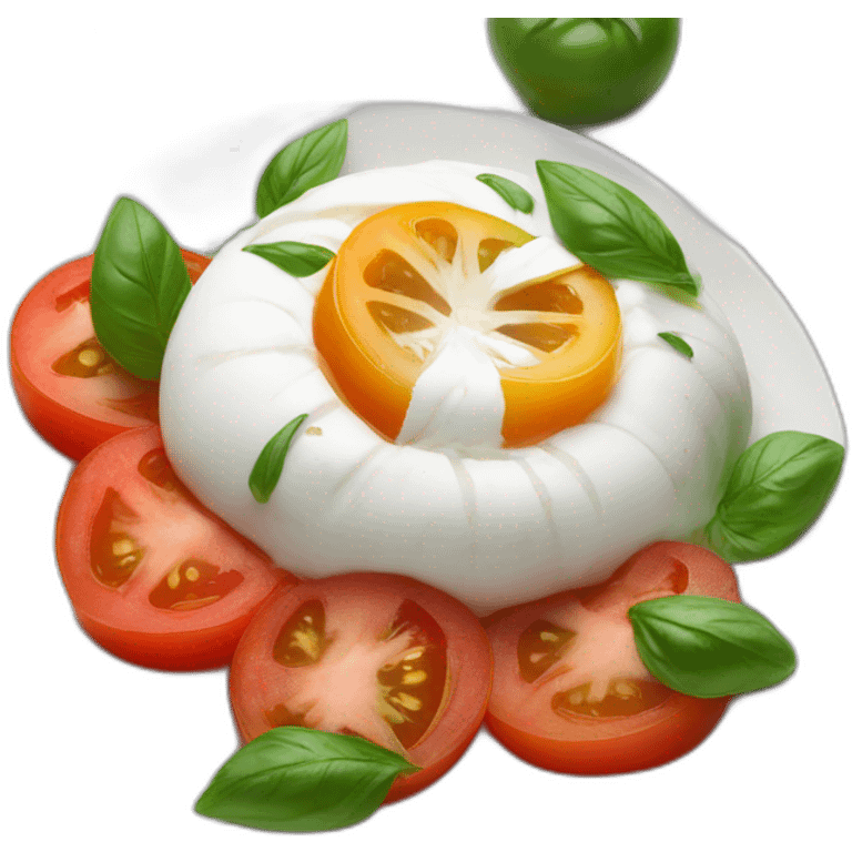 burrata with sliced tomatoes emoji