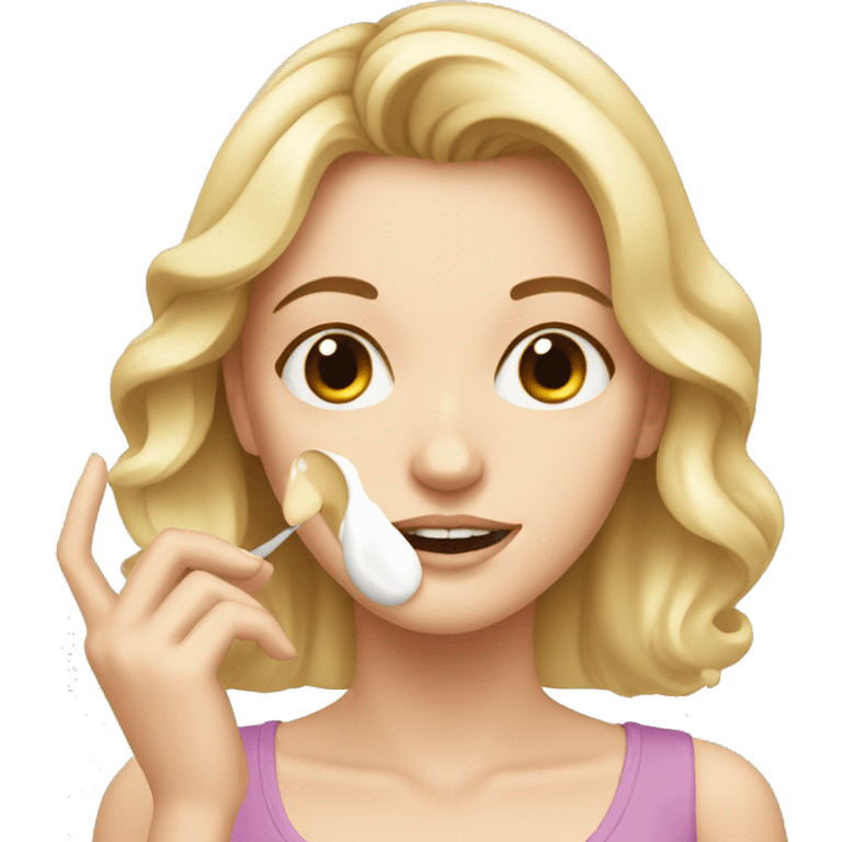 white girl applying cream on face emoji