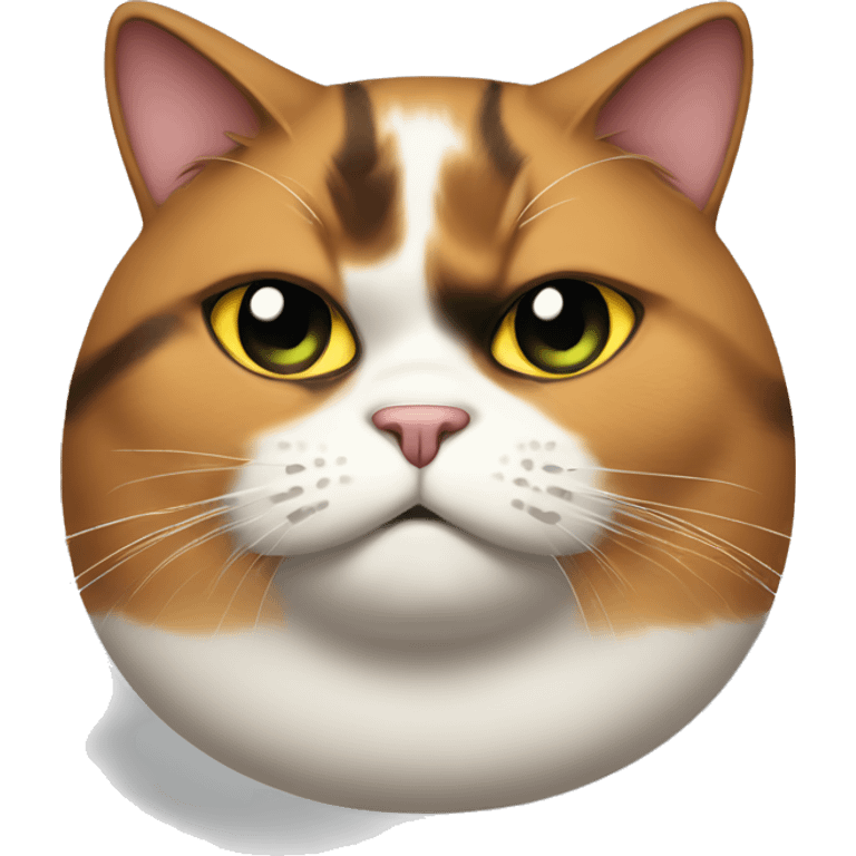 Fat Calico cat with angry eyebrows  emoji