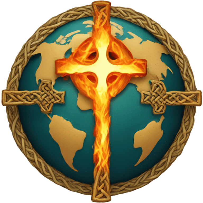 Celtic cross with Earth on fire  emoji