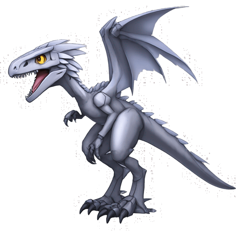  Edgy Grey Digimon-Fakemon-Velociraptor-Dragon-Mecha full body emoji