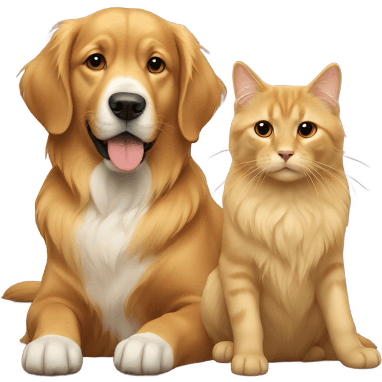 cat next to the golden retriver emoji