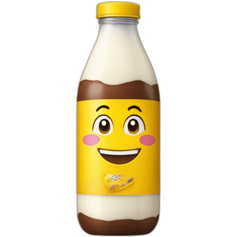 a bottle of milk chocolate with a yellow bottle label emoji