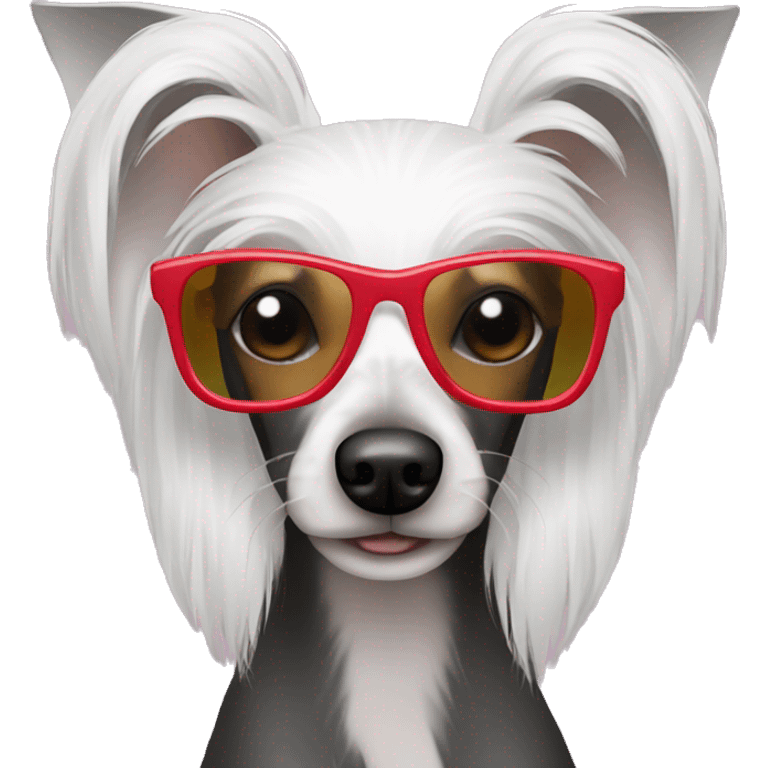 Chinese crested dog with sunglasses  emoji