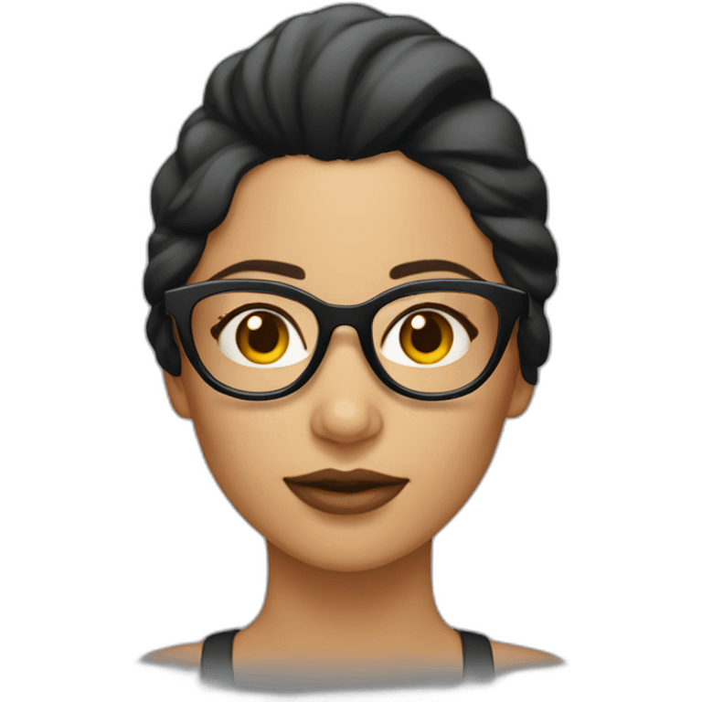 mujer morena con gafas coleta emoji