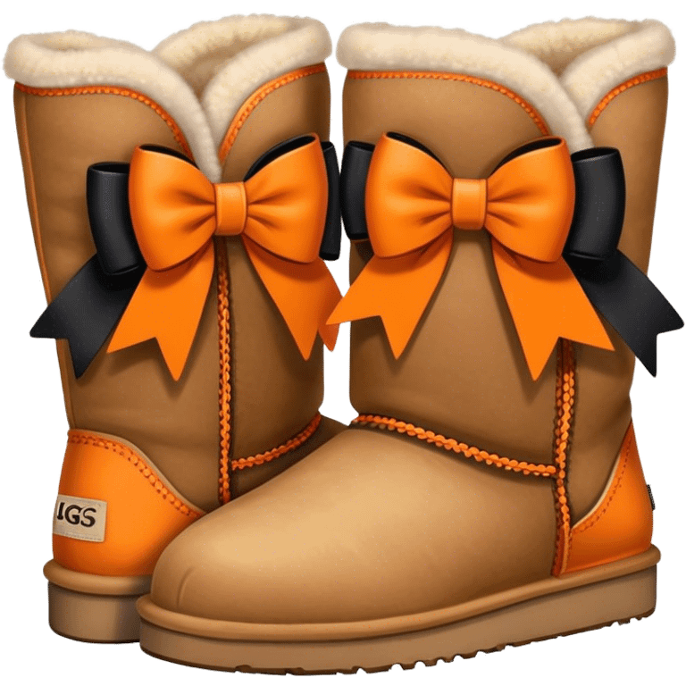 Uggs with orange and black bows  emoji