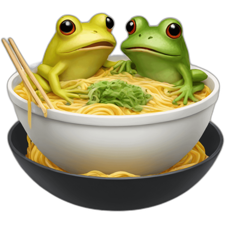 two frogs are eating ramen emoji