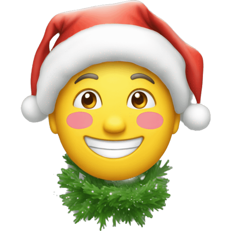 a happy face in christmas stile emoji