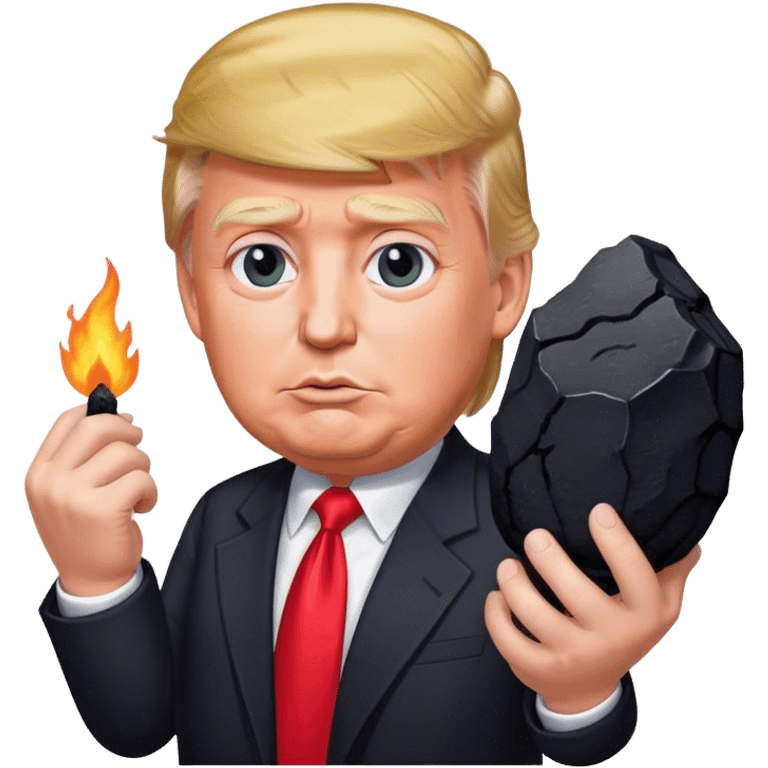 Trump holds coal in his hands emoji