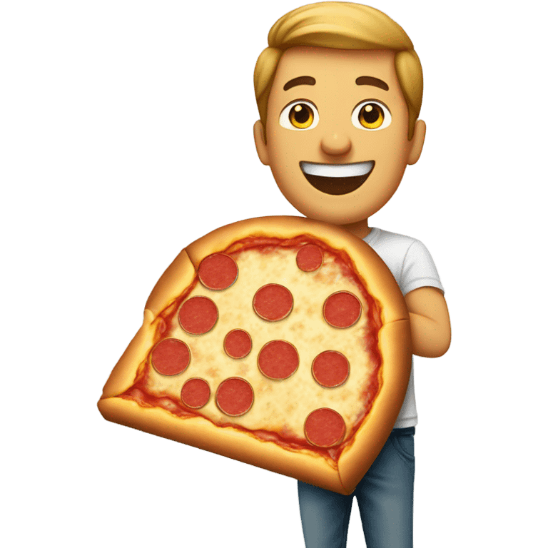 a guy with a big slice of pizza emoji