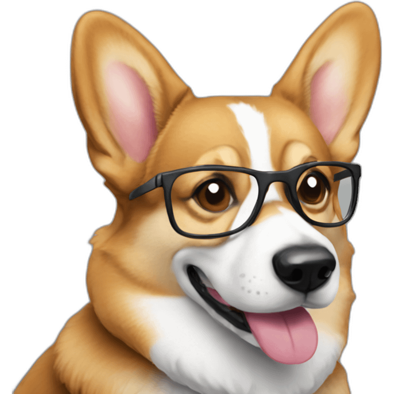 full-height sit Corgi with glasses emoji