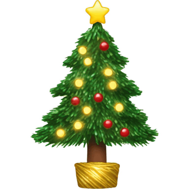 Christmas tree with tinsel and warm lights  emoji