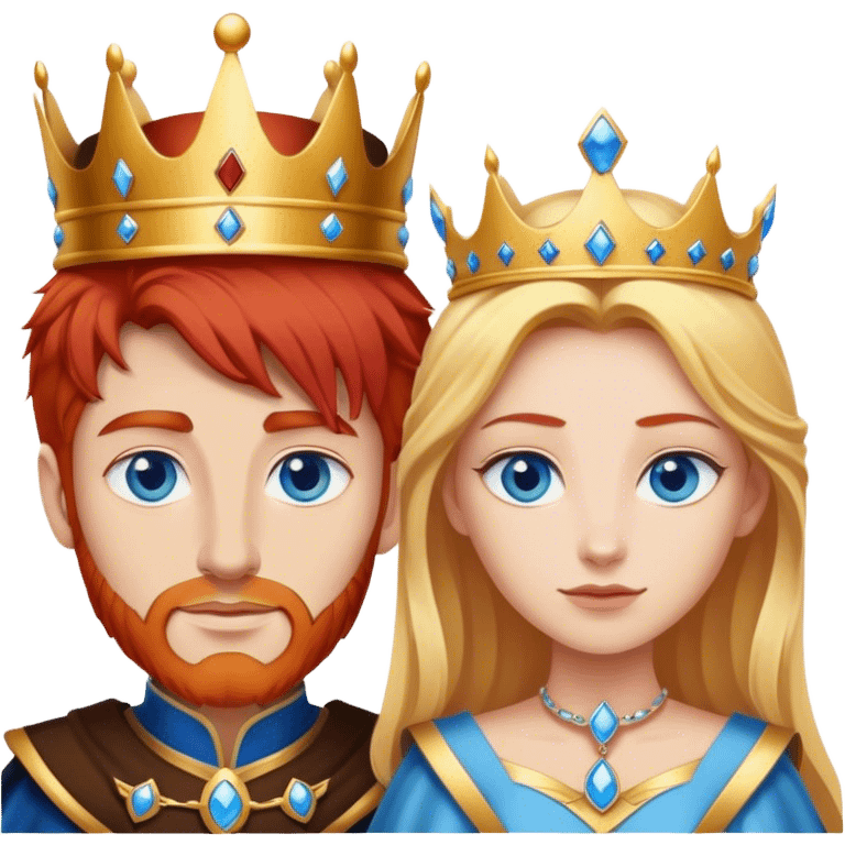 Red hair king, blonde queen, blue eyes emoji