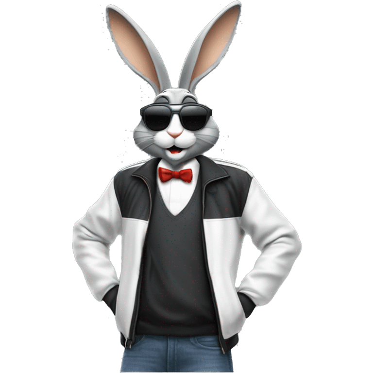 Bugs bunny streetwear cybertech smart glasses point from him up doing a moonwalker emoji