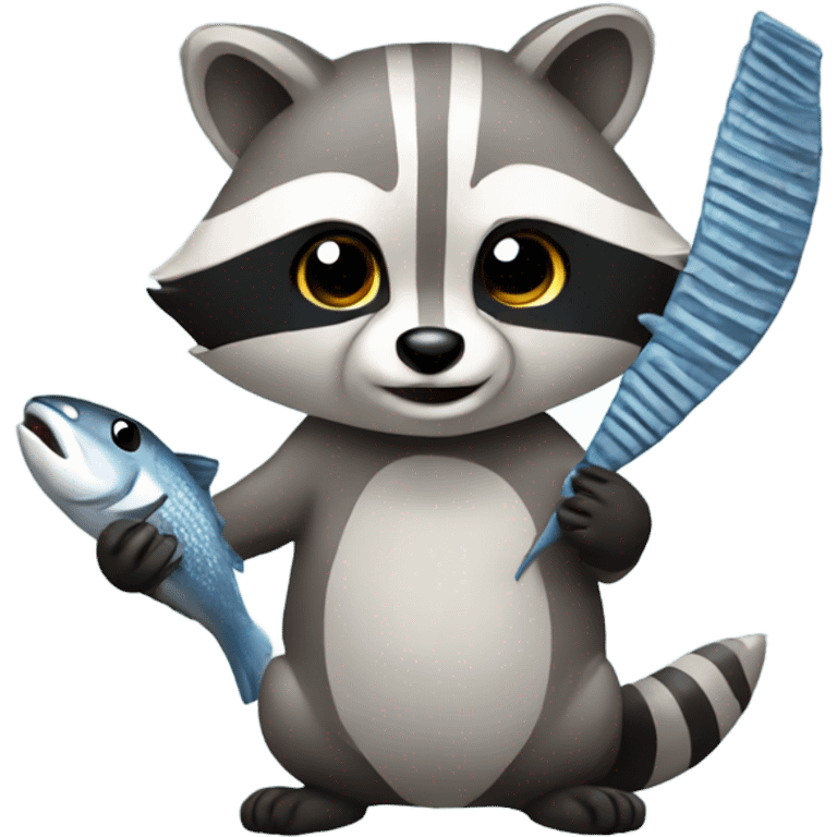 Raccoon holding fishbone emoji