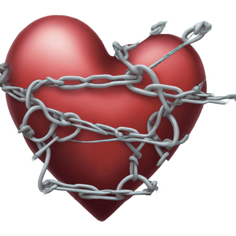 A heart surrounded by chain link fence topped with razor wire  emoji