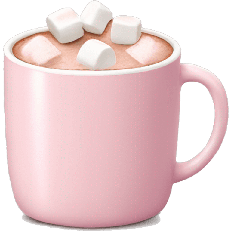 Light Pink mug of hot chocolate with marshmallows  emoji