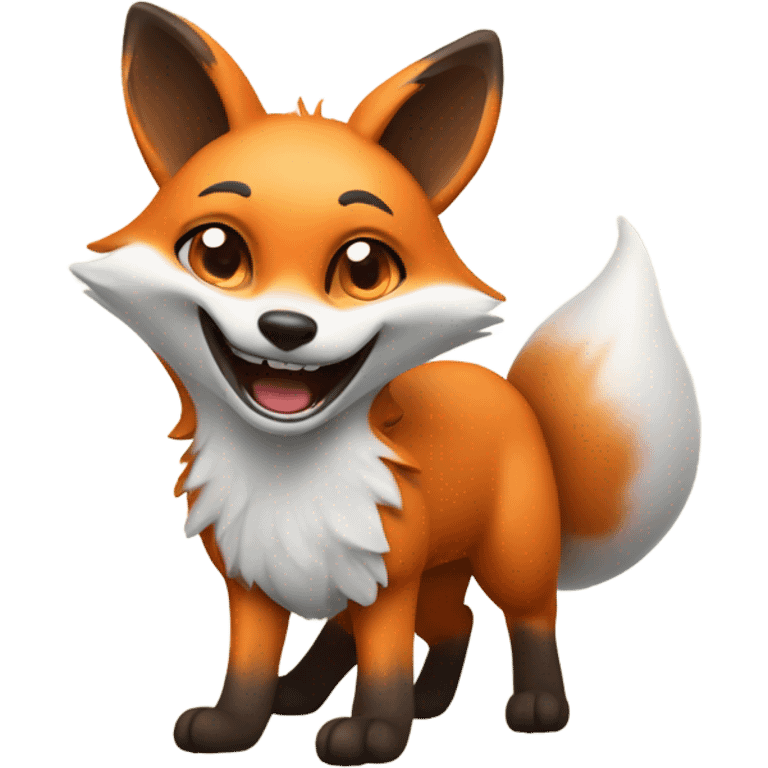 detailled kawaii fox running emoji