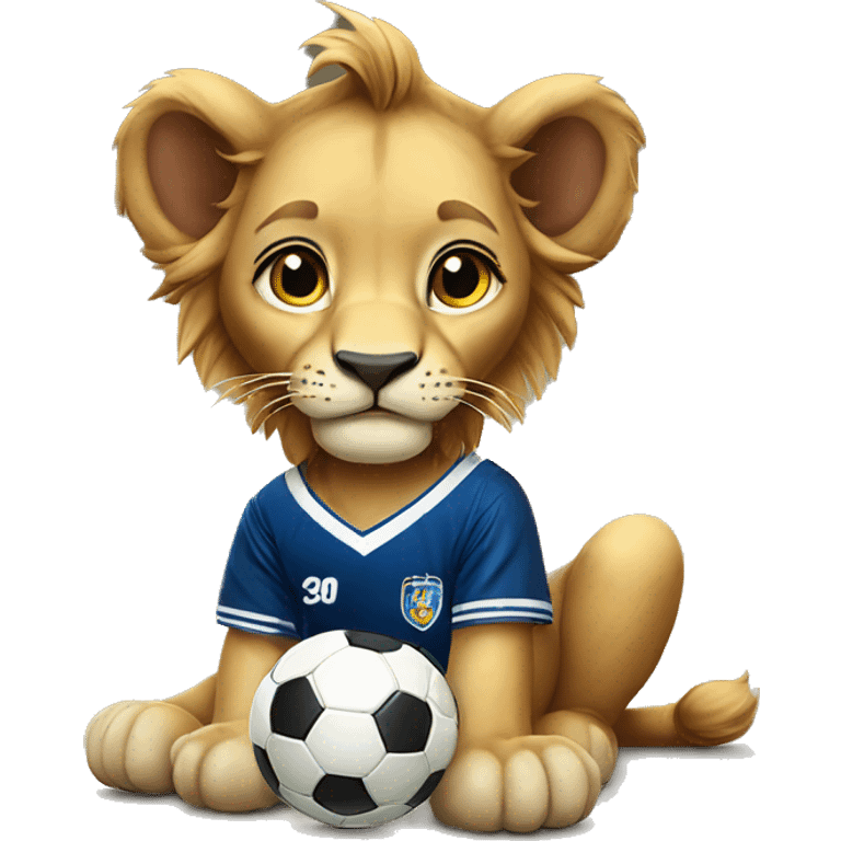 Baby lion with soccer team jersey “U” emoji