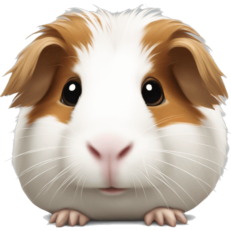 Long-haired white guinea pig with brown patch on eye emoji