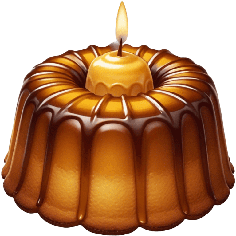 Cinematic rich cannelé, dark caramelized crust with a soft, custard-like interior, glossy finish, warm golden hues, elegant and indulgent. emoji