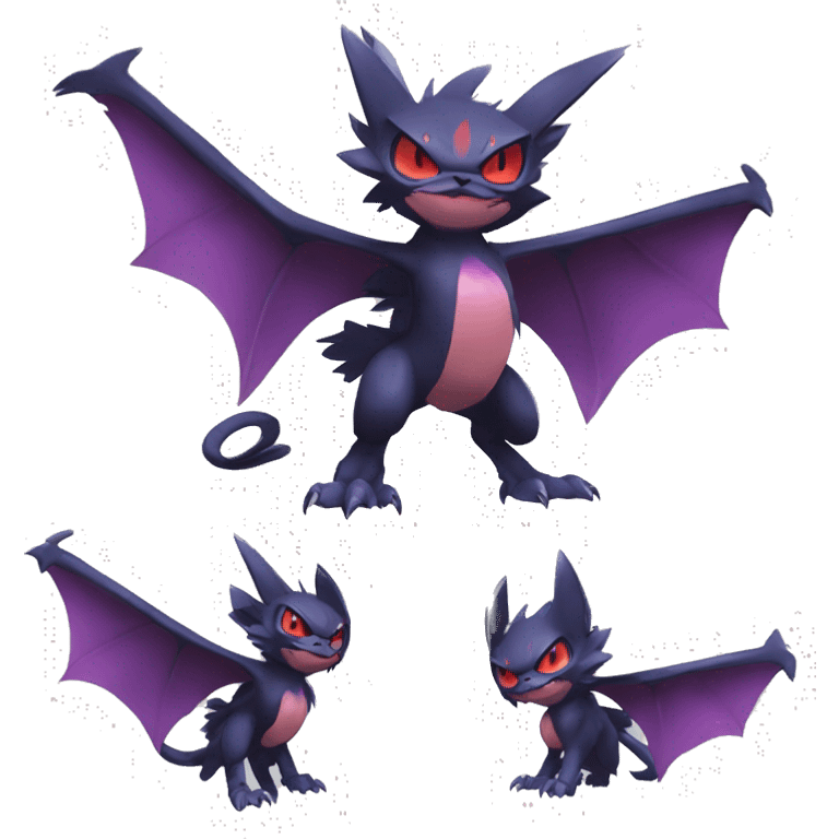 Edgy Cool Kawaii Litten-Noivern-Noibat-Absol-Pokémon Full Body emoji