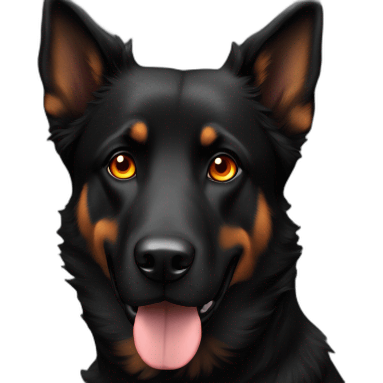 full Black dog shepherd fiery eyes emoji